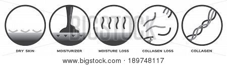 skin icon and vector - collagen dry moisturizer moisture
