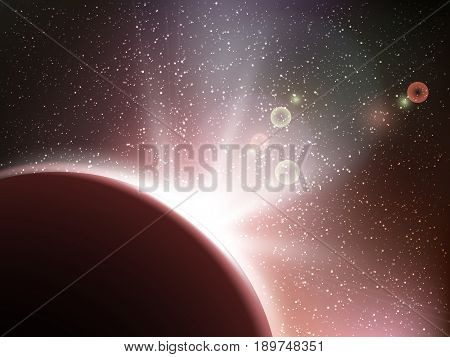 Space vector background with stars. Universe illustration. Colored cosmos backdrop with stars claster. Brown colors.