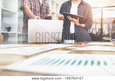 Young Startups Businessmen Teamwork Brainstroming Meeting To Discuss Plan Startup Project.