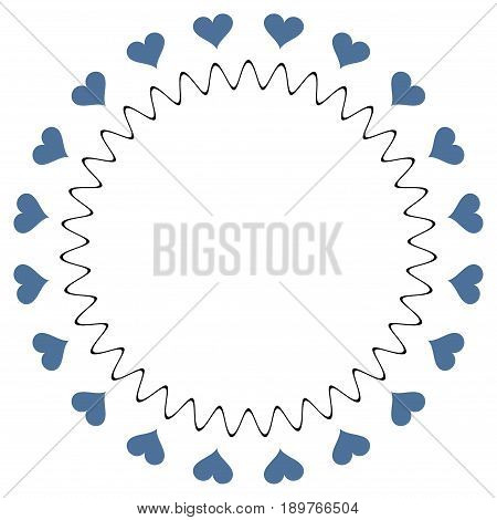 Blue hearts decor etno frame simple background