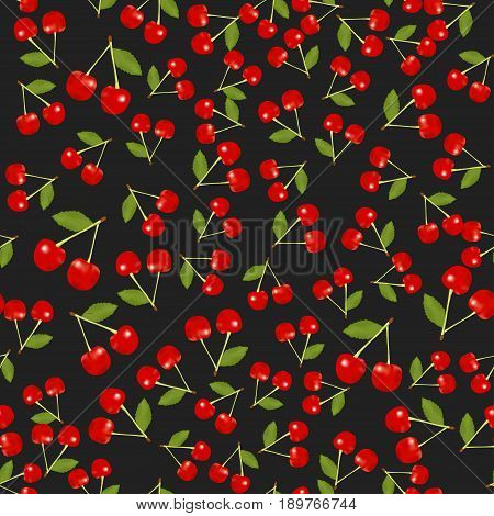 Texture of red cherry on dark background