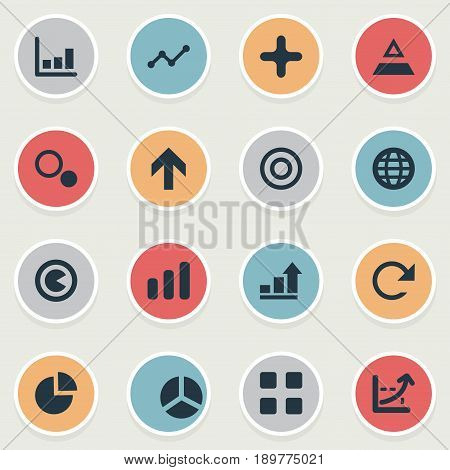 Vector Illustration Set Of Simple Analytics Icons. Elements Surge, Increase, Upward And Other Synonyms Restart, Chart And Positive.