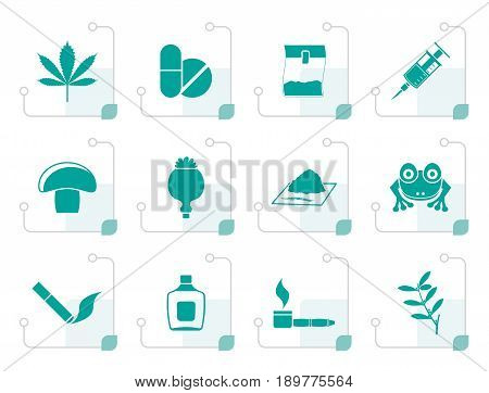 Stylized Different kind of drug icons - vector icon set