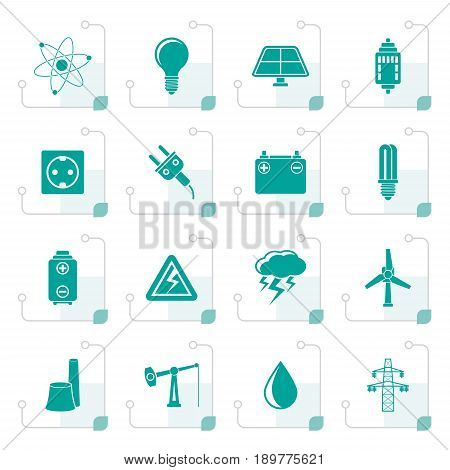 Stylized Power and electricity industry icons - vector icon set