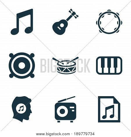 Music Icons Set. Collection Of Music, Instrument, File And Other Elements. Also Includes Symbols Such As Octave, Meloman, Musical.