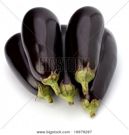 eggplants isolated on white background close up
