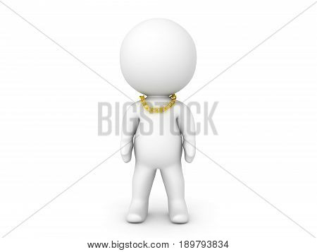3D Character Wearing An Even Smaller Gold Chain