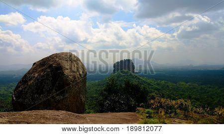 View to Sigiriya aka Lion Rock from Pidurangala mountain, Sri Lanka