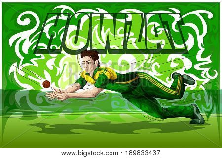 Concept of sportsman playing Cricket. Vector illustration