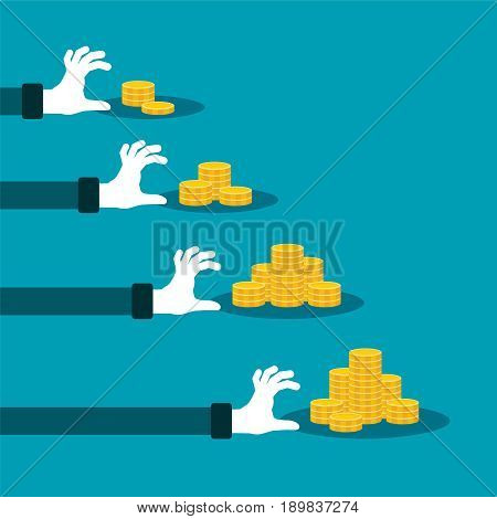 Difference In Income Vector Concept With Stacks Of Golden Coins