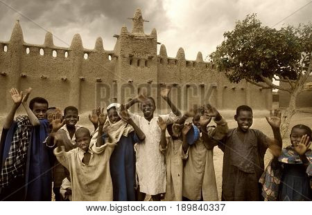 Mali, Djenne - January 25, 1992: Mosques Built Entirely Of Clay