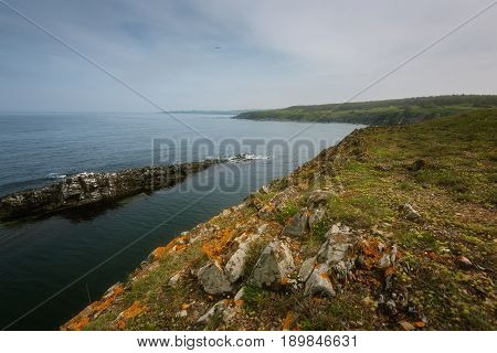 Magnificent daily seascape near the village of Sinemorets, Bulgaria. Spring landscape over the sea.
