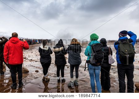 Erupting Of The Great Geysir Lies In Haukadalur Valley