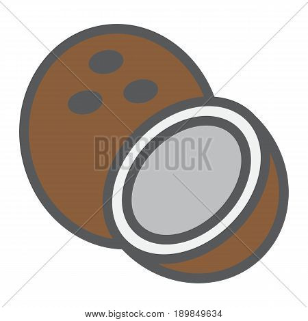 Coconut line icon, fruit and tropical, vector graphics, a colorful linear pattern on a white background, eps 10.