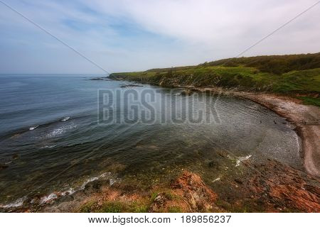 Magnificent daily seascape near the village of Sinemorets, Bulgaria. Spring landscape over the sea.