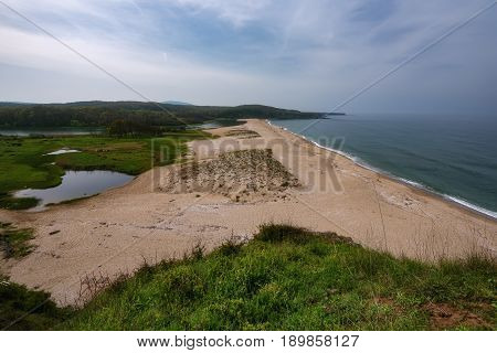 Seascape with beach at the mouth of the Veleka River, Sinemorets village, Burgas Region, Bulgaria