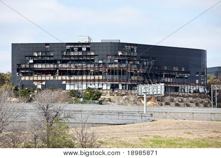 AUSTIN, TX - FEB 22: Die Überreste der ein Gebäude nach einem Flugzeug absichtlich hinein geflogen wurde Austin