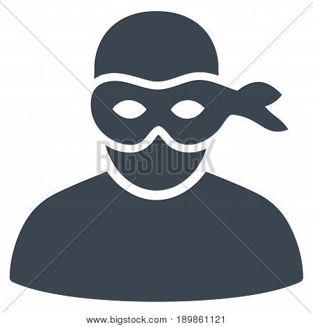 Smooth Blue Anonimious Thief toolbar icon. Vector pictogram style is a flat symbol on diagonal hatch transparent background.