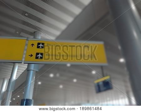 blur picture of indication signals in international airport terminal used as background