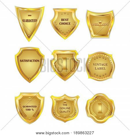 Set of vector golden vintagel design elements on white background.