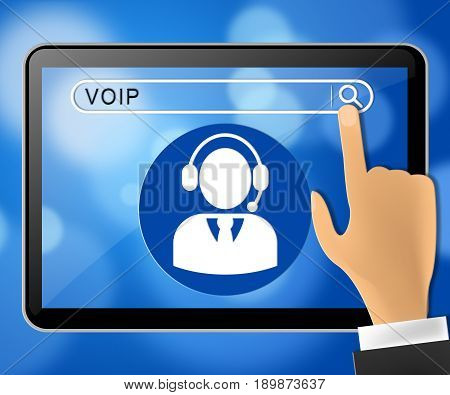 Voip Tablet Representing Internet Voice 3D Illustration