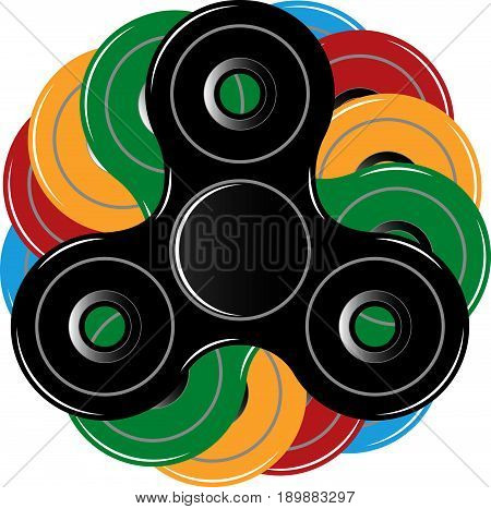 Fidget spinner icon - toy for stress relief and improvement of attention span. Filled multicolor
