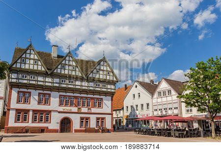 BLOMBERG, GERMANY - MAY 22, 2017: Town hall on the central square of Blomberg, Germany
