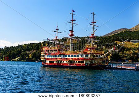 Pirate Ship At Dock, Hakone, Japan