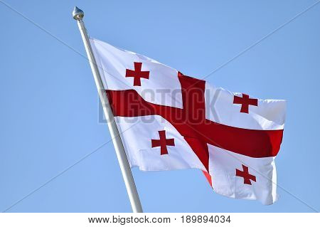 Georgia National Flag Blown By The Wind
