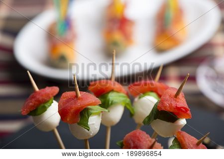 Tomato Mozzarella Skewer And Other Freh Finger Food.