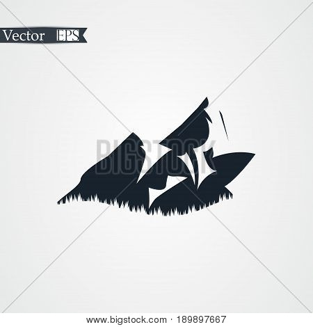 Vector Mountain With Texture. Sketch Illustration With Quote.