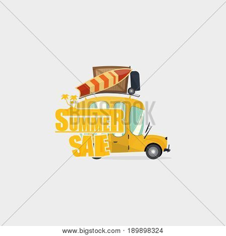 Summer Sale Banner With Car Design Template