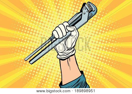 universal wrench, hand master professional. Pop art retro vector illustration