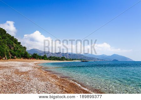 Beach Near Of Ancient Greek And Roman Ancient City Of Olympos Coast Kemer Antalya Turkey