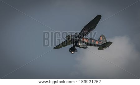 Biggleswade UK - 7th May 2017: Vintage Westland Lysander in flight
