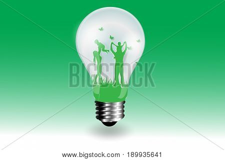 Eco happy family having fun concept paper cut stylevector