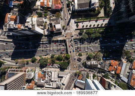 Top View of 23 de Maio Avenue in Sao Paulo, Brazil
