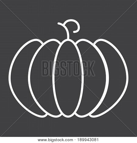Pumpkin line icon, fruit and vegetable, vector graphics, a linear pattern on a black background, eps 10.