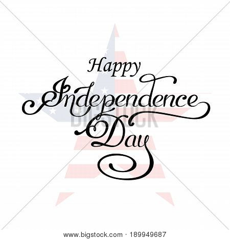 USA Happy Independence day lettering greeting card. Vector illustration with flag, balloon, star for congratulation american