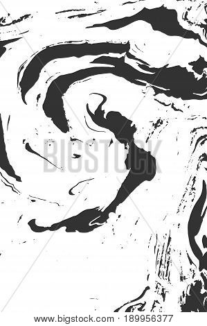 Suminagashi, erbu, marbling. Abstract liquid background. The effect of ink on the water. Spots, strips, waves, twists, points. Vector illustration.