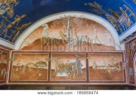 Vilnius, Lithuania - May 05, 2017: Inside The Retro Building Of Philology Faculty, In Center Of Lith