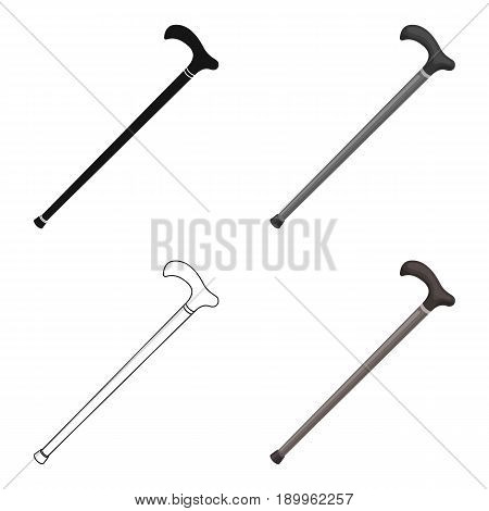 Cane for walking.Old age single icon in cartoon style vector symbol stock illustration .