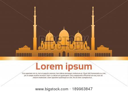 Muslim Cityscape Nabawi Mosque Building Religion Flat Vector Illustration