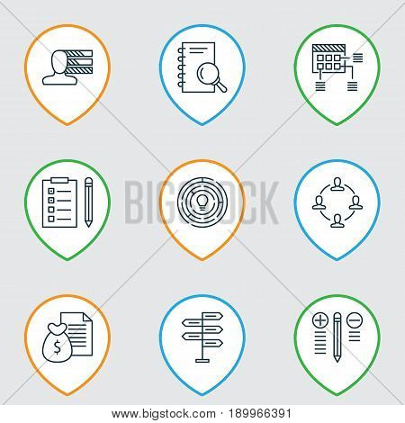 Project Icons Set. Collection Of Collaboration, Innovation, Decision Making And Other Elements. Also Includes Symbols Such As Task, Decision, Teamwork.