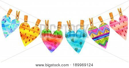 Lovely Cartoon Watercolor seamless love hearts valentines patternitems of a collection and illustrations isolated on white background.Perfect for valentines holiday.Good for love card