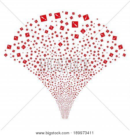 Source stream of problem symbols. Vector illustration style is flat red iconic symbols on a white background. Object salute combined from random pictographs.