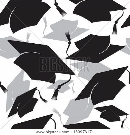 seamless background threw up Graduation cap vector