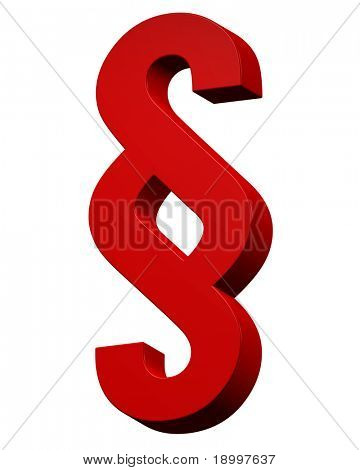 Signo de párrafo del conjunto rojo alfabeto, aislado en blanco. Ordenador genera renderizado 3D foto.
