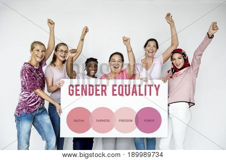 Diverse woman together with equality concept