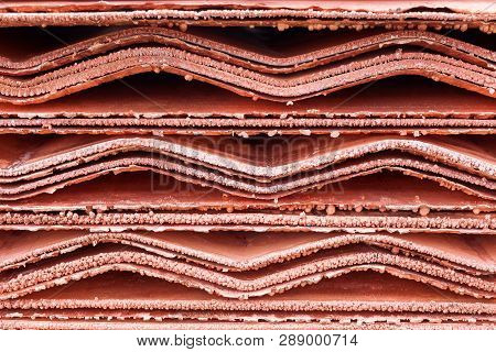 Extreme Close Up Detail Of Copper Cathodes